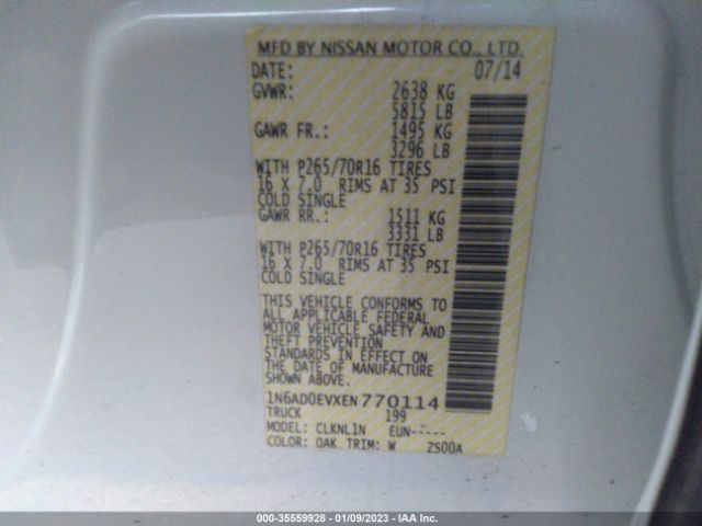 1N6AD0EVXEN770114 Nissan FRONTIER S