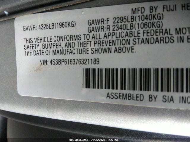 Subaru LEGACY WAGON 2007 4S3BP616376321189 Image 10