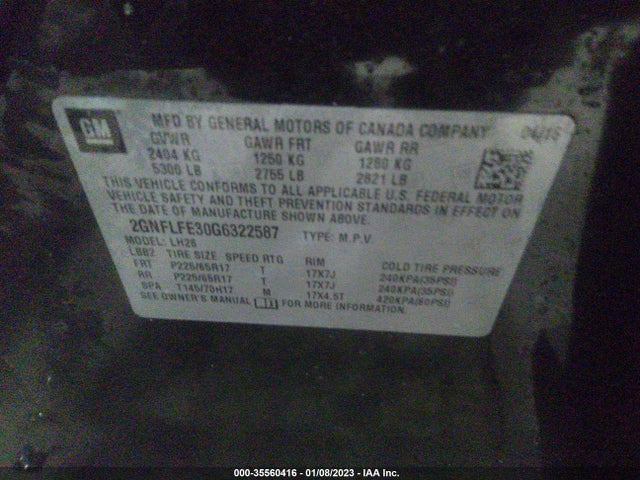 Chevrolet EQUINOX LT 2016 2GNFLFE30G6322587 Image 10