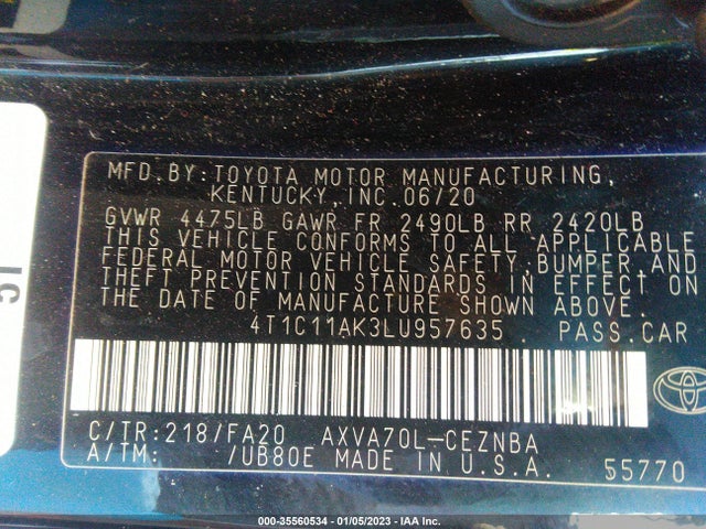 Toyota CAMRY LE 2020 4T1C11AK3LU957635 Image 9