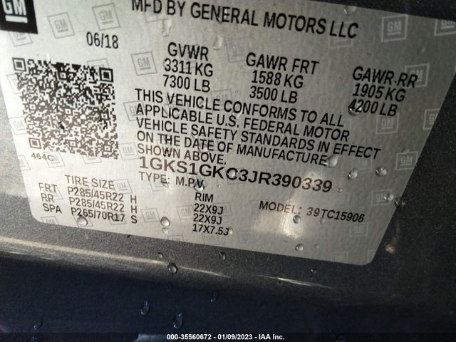 2018 GMC Yukon XL, VIN: 1GKS1GKC3JR390339