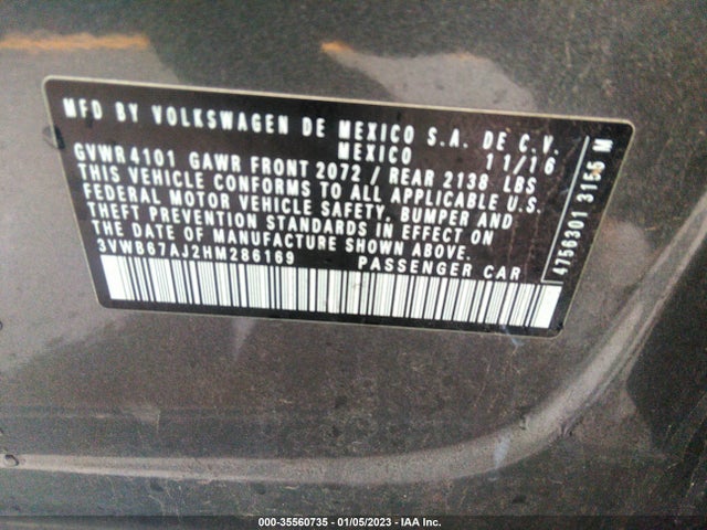 3VWB67AJ2HM286169 Volkswagen Jetta