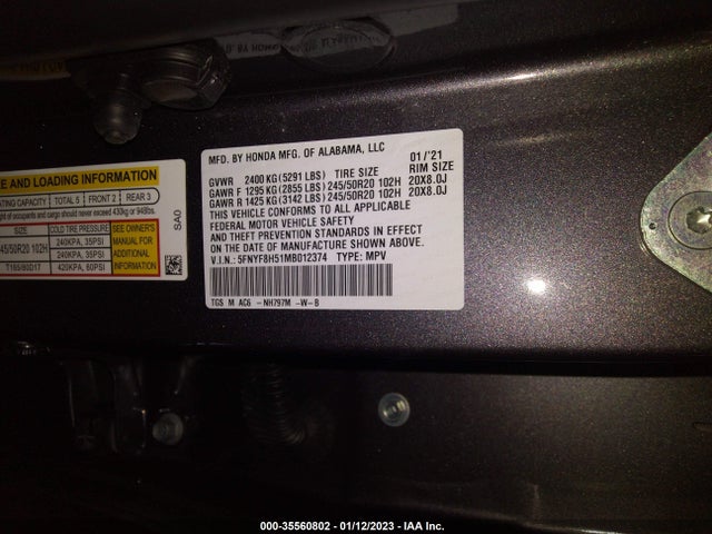 2021 Honda Passport, VIN: 5FNYF8H51MB012374