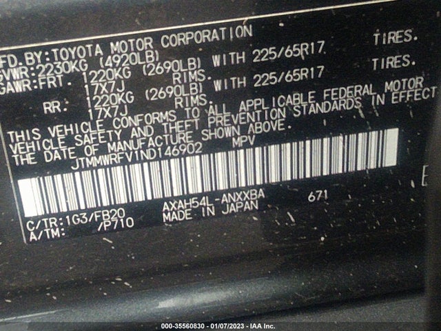 2022 Toyota RAV4, VIN: JTMMWRFV1ND146902