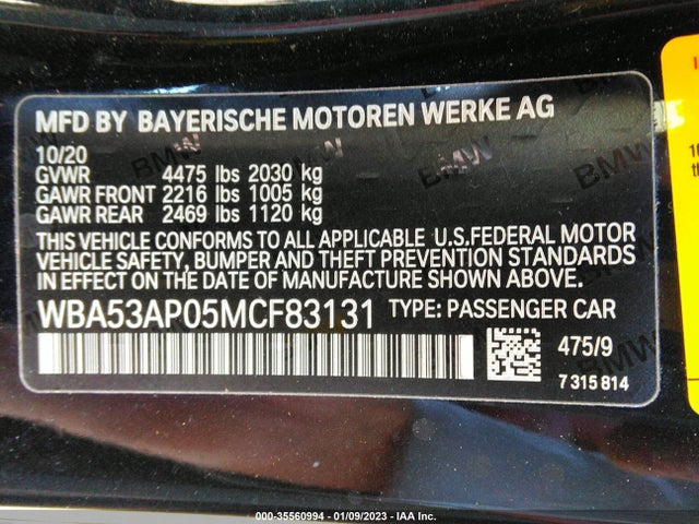 BMW 4 Series 430i 2021 аукцион фото