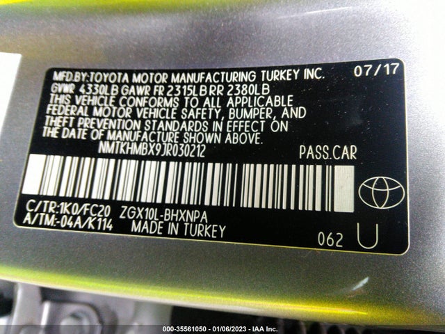 2018 Toyota CH-R, VIN: NMTKHMBX9JR030212