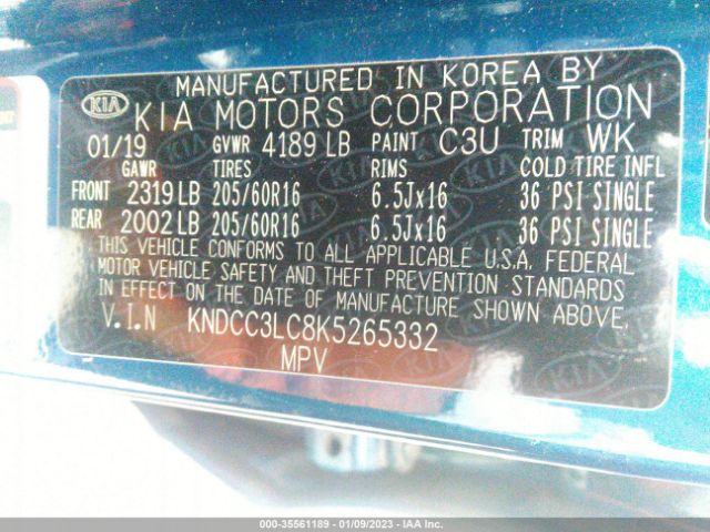 KNDCC3LC8K5265332 KIA NIRO EX