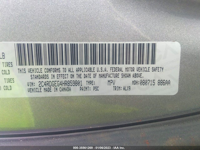 Dodge Grand Caravan Gt 2017 2C4RDGEG4HR859801 Image 9