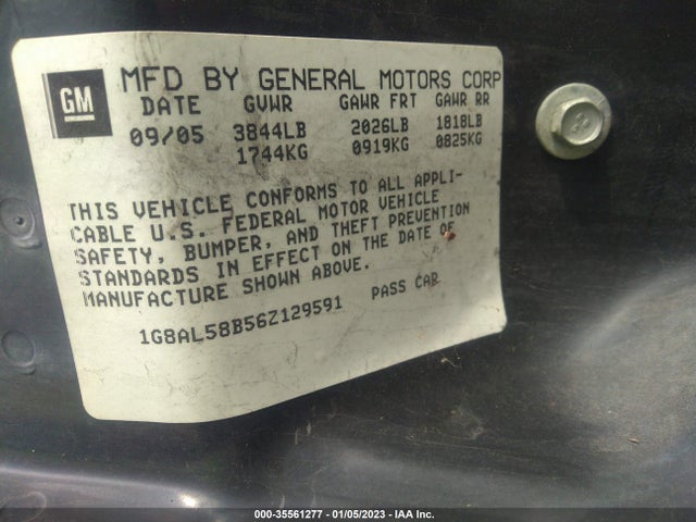 2006 SATURN ION VIN: 1G8AL58B56Z129591
