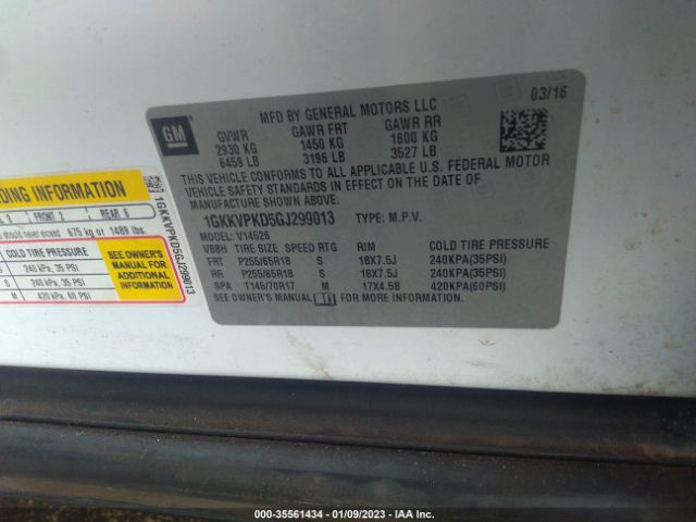 1GKKVPKD5GJ299013 GMC ACADIA SLE