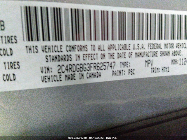 2015 Dodge Grand Caravan, VIN: 2C4RDGBG3FR625747