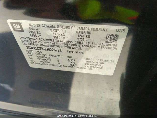 Chevrolet EQUINOX LT 2016 2GNALCEK0G6225793 Image 10