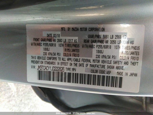 2018 Mazda CX-9, VIN: JM3TCACY1J0222826