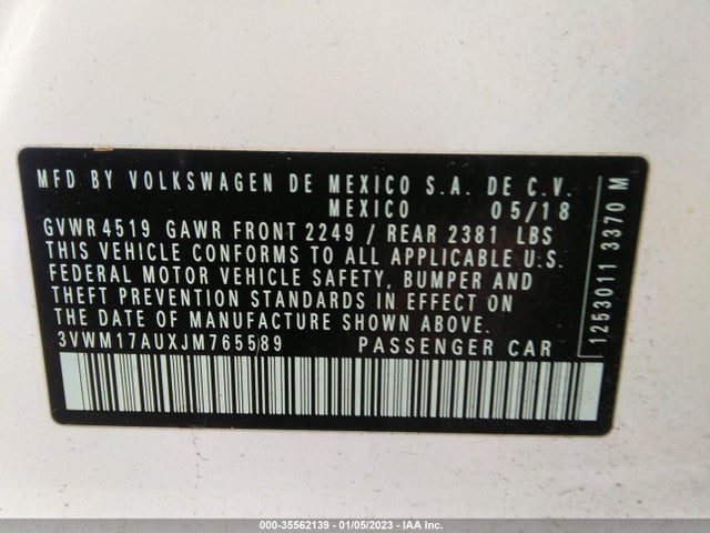 2018 Volkswagen Golf, VIN: 3VWM17AUXJM765589