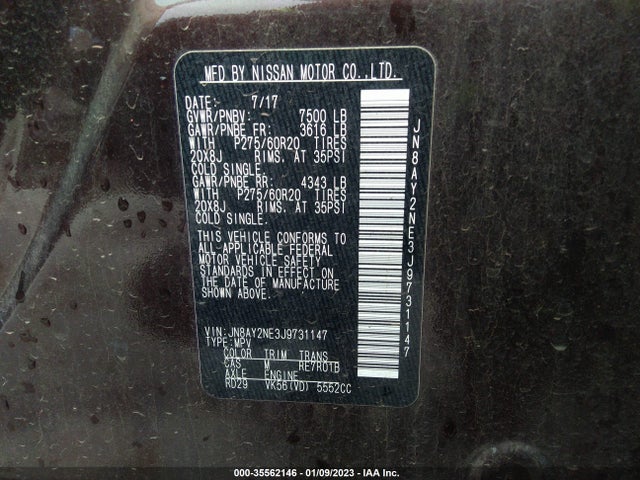 2018 Nissan Armada, VIN: JN8AY2NE3J9731147