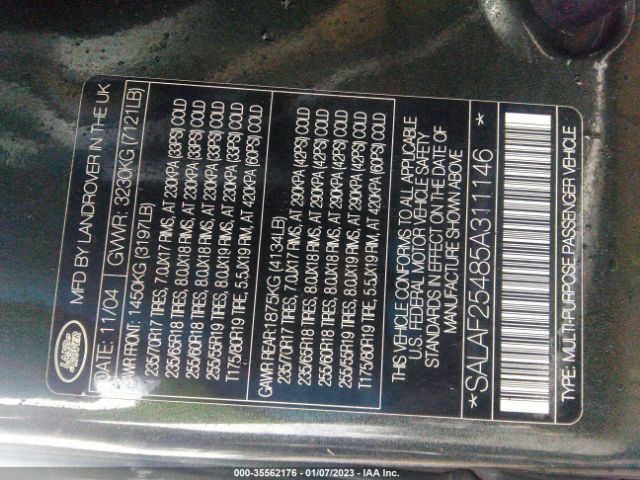 SALAF25485A311146 Land Rover LR3 HSE