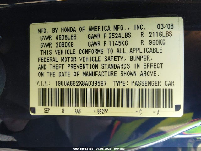 Acura Tl Nav 2008 19UUA662X8A039597 Image 10