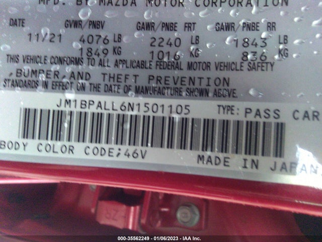 2022 Mazda 3, VIN: JM1BPALL6N1501105