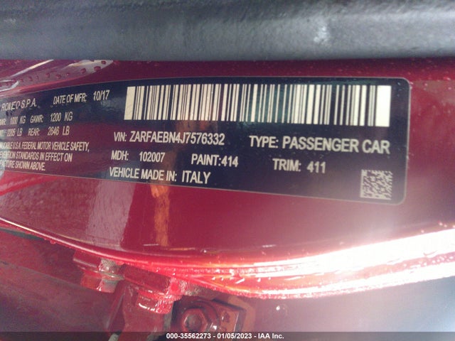 ZARFAEBN4J7576332 Alfa Romeo Giulia
