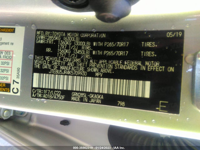 2019 Toyota 4Runner, VIN: JTEBU5JR4K5709930