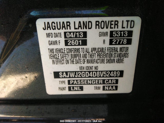 SAJWJ2GD4D8V52489 Jaguar Xj Xjl Portfolio