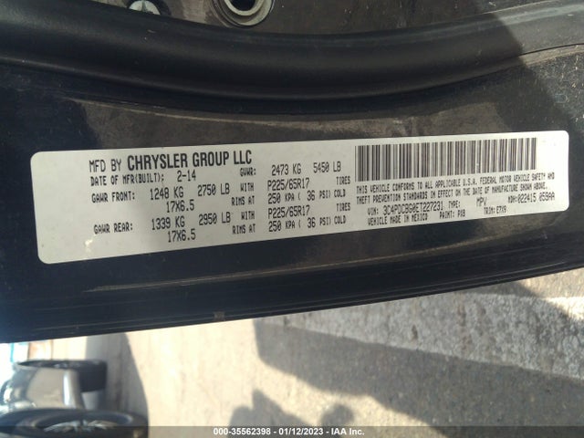 2014 DODGE JOURNEY SXT VIN: 3C4PDCBG0ET227231