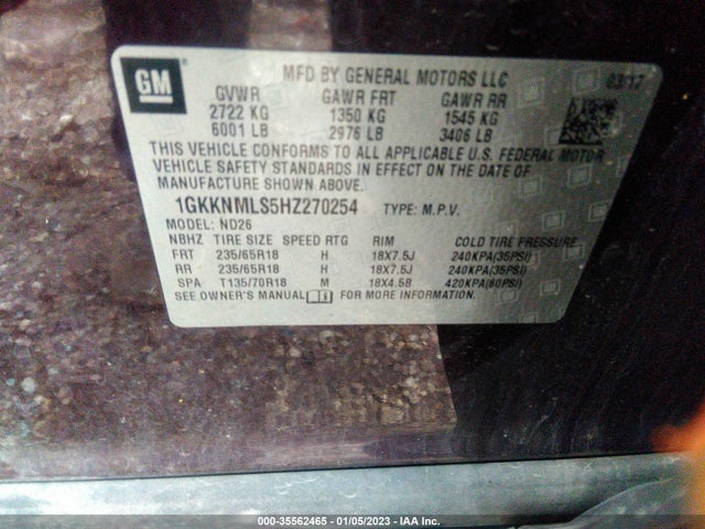 2017 GMC Acadia, VIN: 1GKKNMLS5HZ270254