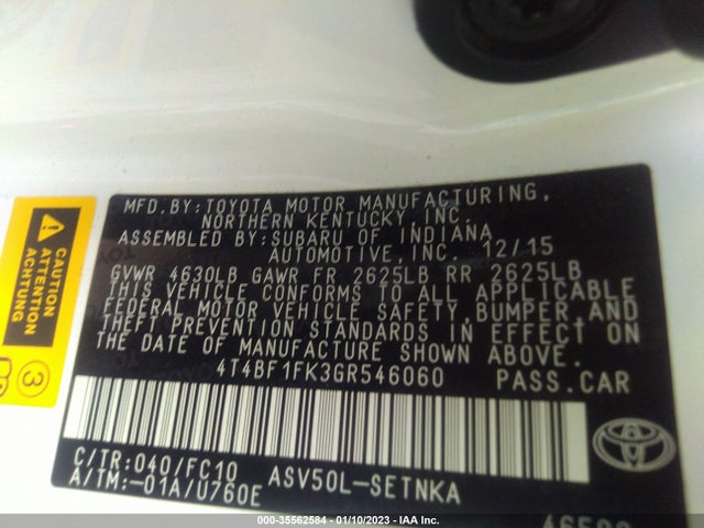 2016 Toyota Camry, VIN: 4T4BF1FK3GR546060