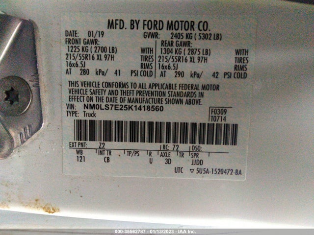 Ford Transit Connect Van Xl 2019 NM0LS7E25K1418560 Image 10
