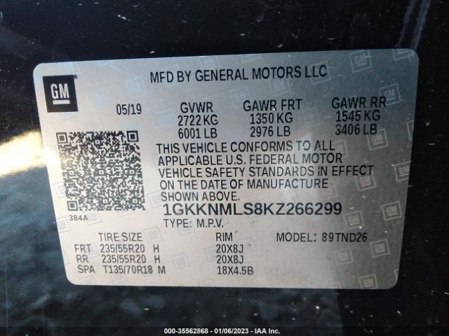 1GKKNMLS8KZ266299 GMC ACADIA SLT
