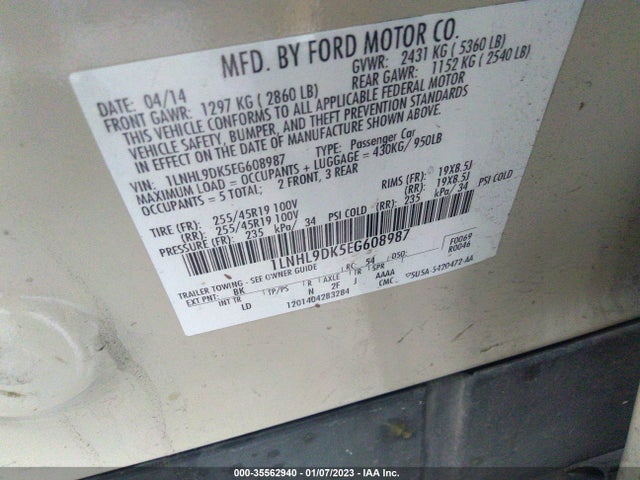 Lincoln MKS 2014 1LNHL9DK5EG608987 Image 11