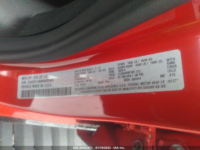 1C6SRFU96MN903943 RAM 1500 Trx