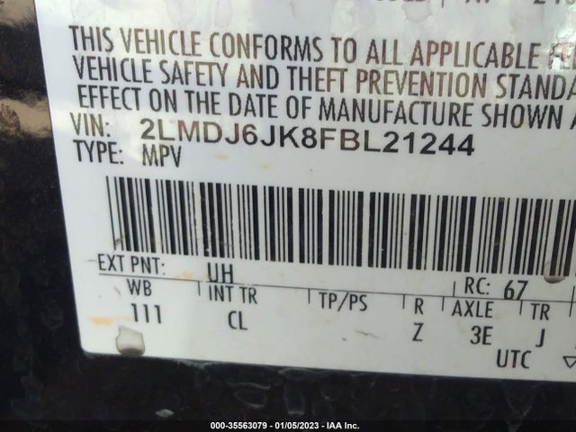 2015 Lincoln MKX, VIN: 2LMDJ6JK8FBL21244