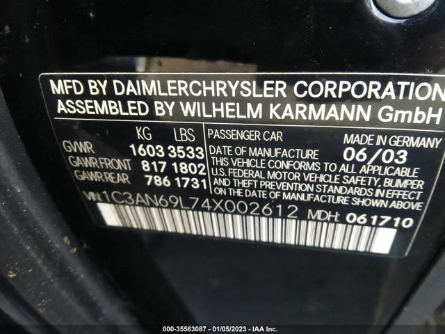 Chrysler Crossfire 2004 1C3AN69L74X002612 Image 10