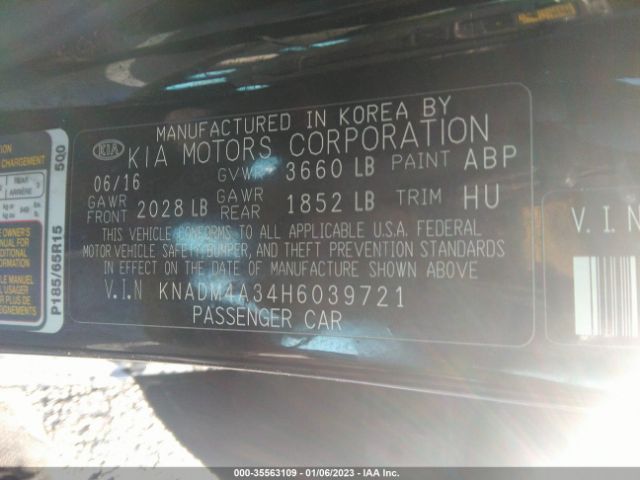 KNADM4A34H6039721 KIA RIO LX