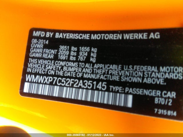 2015 Mini Cooper, VIN: WMWXP7C52F2A35145