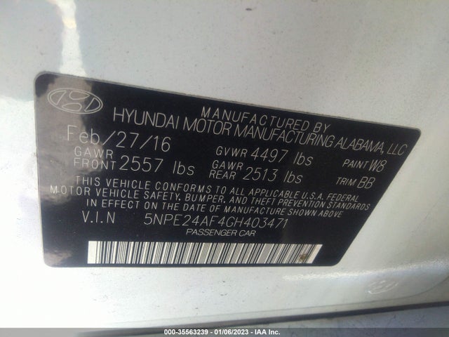 2016 Hyundai Sonata, VIN: 5NPE24AF4GH403471