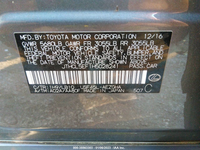 2017 Lexus LS, VIN: JTHCL5EF1H5028241