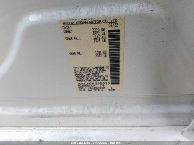 2022 Nissan Leaf, VIN: 1N4BZ1BV2NC559333
