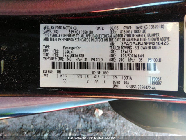 Ford FIESTA SE 2015 3FADP4BJ5FM218425 Image 9