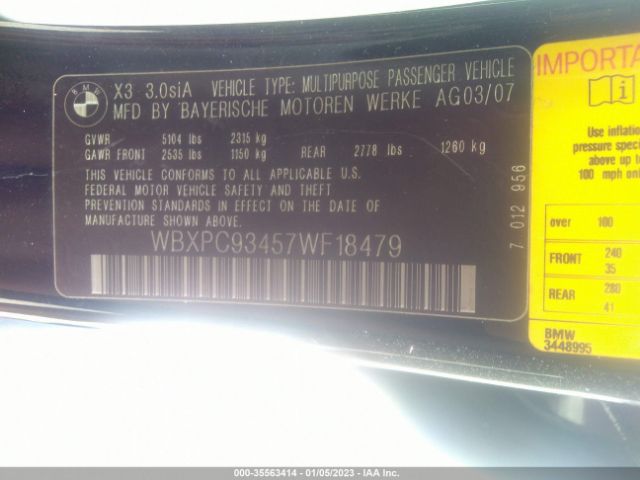 WBXPC93457WF18479 BMW X3 3.0SI