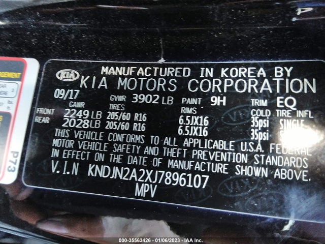 2018 Kia Soul, VIN: KNDJN2A2XJ7896107