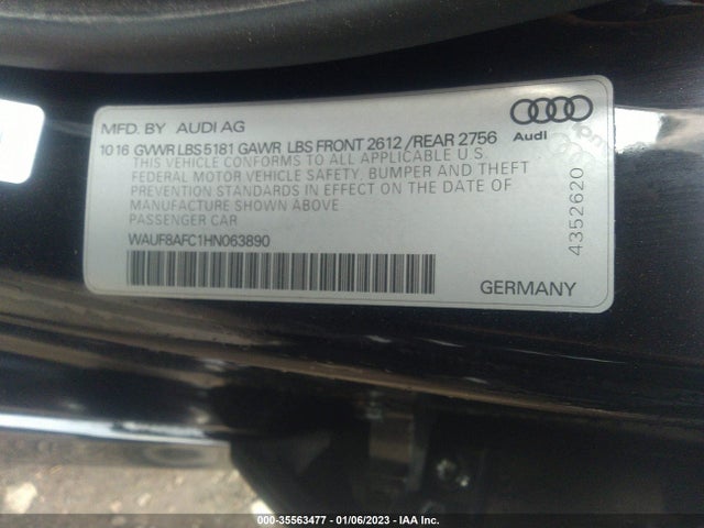 WAUF8AFC1HN063890 Audi A6 PREMIUM