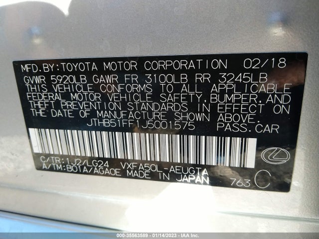 2018 Lexus LS, VIN: JTHB51FF1J5001575