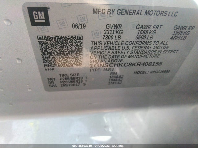 Chevrolet Suburban Lt 2019 1GNSCHKC8KR408158 Image 10