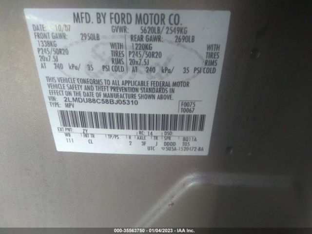 2LMDU88C58BJ05310 Lincoln MKX