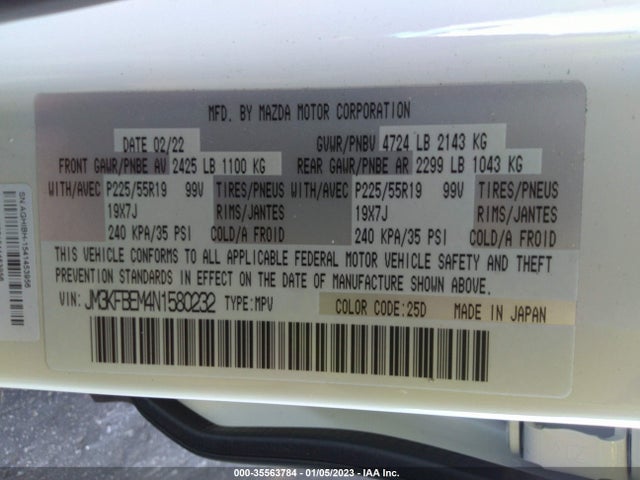 2022 Mazda CX-5, VIN: JM3KFBEM4N1580232