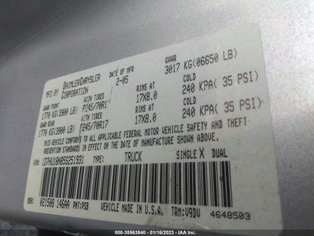 Dodge Ram 1500 Slt 2005 1D7HU18N85S251931 Image 9
