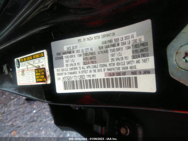 2007 MAZDA CX-9 TOURING VIN: JM3TB28Y170112563