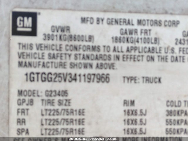 GMC SAVANA CARGO VAN 2004 1GTGG25V341197966 Image 10